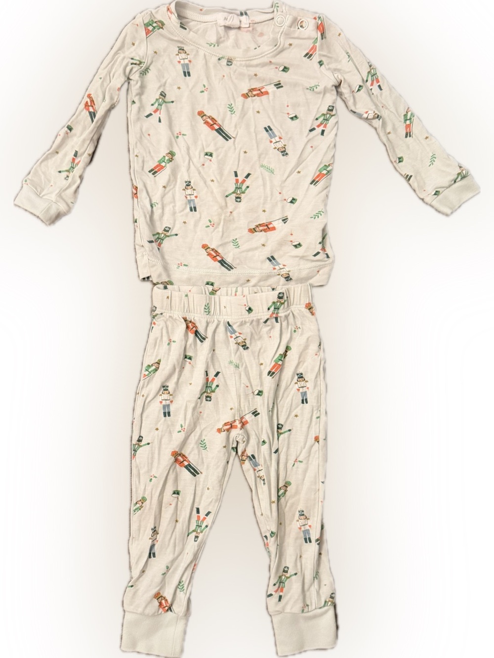 Angel Dear Cream and Green Nutcracker Pajama Set